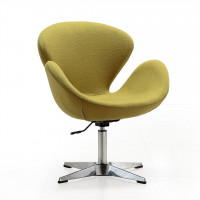 Manhattan Comfort AC038-GR Raspberry Green and Polished Chrome Wool Blend Adjustable Swivel Chair